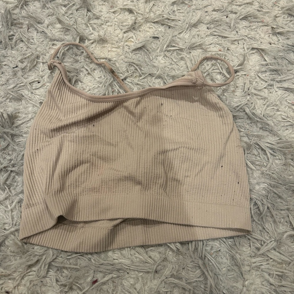 Tan Ribbed Crop Top